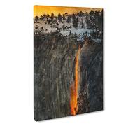 Lava Red Waterfall In Yosemite Canvas Print | Gallery Wrapped 30mm Frame Wall Art | 30x20 inches | Ready to Hang | Modern Landscape Picture | Living Room Bedroom Lounge Office