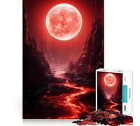 Lava River Under Blood Moon Jigsaw Puzzles 1000 Pieces for Adults Stress Relief Play Creative Craft Hard Challenge Great Gift (50x75cm)