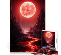 Lava River Under Blood Moon Jigsaw Puzzles 1000 Pieces for Adults Stress Relief Play Creative Craft Hard Challenge Great Gift (50x75cm)