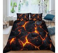 Lava Rock Single Duvet Cover Set Lava Bedding Set 3D Print Soft Microfiber Quilt Covers 135x200 cm with Zipper Closure and 2 Pillowcases 50x75 cm for Kids Teens D.1088