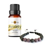 Lava Stone Aromatherapy Purple Diffuser Bracelet and Anxiety Essential Oil 10ml (Blend of Lavender, Ylang Ylang & Bergamot)