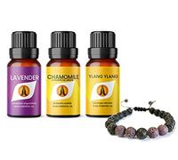 Lava Stone Aromatherapy Purple Diffuser Bracelet and Sleep Essential Oils Set - Pure Lavender, Ylang Ylang & Chamomile (Dilute) Oil 10ml