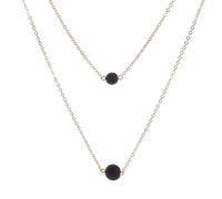 Lava Stone Necklaces Vintage Multilayer Chain Volcanic Rock Clavicle Necklace Double Chain Necklace Neck Chain Essential Oil Diffuser Beads Pendant Necklace Women JewelryPractical and Deft