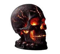 Lava Stone Skull Lamp, Gothic Spooky LED Desk Light, Night Light Resin Human Skull Sculpture Bone Prop Horror House Party Ornament for Halloween Bar Table Decor Holiday Birthday