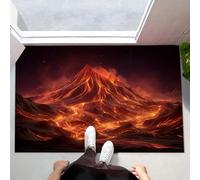 Lava Texture Door Mats Indoor, 80 x 120 cm Non Slip Dirt Trapper Washable Doormats Volcano Entrance Rug Super Absorbent Floor Mat for Front Back Door, Pets and Dogs, Deep Red