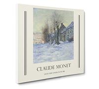 Lavacourt, Sunshine And Snow By Claude Monet Canvas Print | Gallery Wrapped 30mm Frame Wall Art | 20x20 inches | Ready to Hang | Impressionist Landscape Picture | Living Room Bedroom Lounge Office