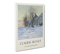 Lavacourt, Sunshine And Snow By Claude Monet Canvas Print | Gallery Wrapped 30mm Frame Wall Art | 24x16 inches | Ready to Hang | Impressionist Landscape Picture | Living Room Bedroom Lounge Office