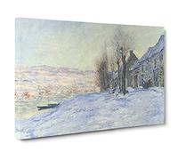 Lavacourt, Sunshine And Snow By Claude Monet Canvas Print | Gallery Wrapped 30mm Frame Wall Art | 30x20 inches | Ready to Hang | Impressionist Landscape Picture | Living Room Bedroom Lounge Office