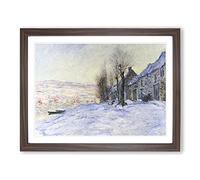 Lavacourt, Sunshine And Snow By Claude Monet Classic Painting Framed Wall Art Print, Ready to Hang Picture for Living Room Bedroom Home Office Décor, Walnut A4 (34 x 25 cm)