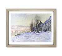 Lavacourt, Sunshine And Snow By Claude Monet Classic Painting Framed Wall Art Print, Ready to Hang Picture for Living Room Bedroom Home Office Décor, Oak A3 (46 x 34 cm)
