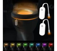LAVAED 2 Pack Motion Sensor Night Light Indoor,Waterproof Toilet Lights Inside, 8 Colors Changing LED Toilet Bowl Light Rechargeable Potty Training Bathroom Seat Light Christmas Gifts