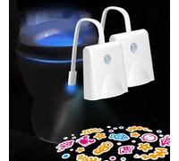 LAVAED 2-Pack Motion Sensor NightLight Indoor 16 Color Changing LED Toilet Projection Nightlight Rechargeable Bowl Light Waterproof Cool Gadget for Bathroom Decor