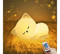 LAVAED Cat Night Lights for Kids,RGB+W 16 Colour Changing Night Light with Remote Control 1200mAh USB Rechargeable Battery Cute Kitty lamp for Toddles Bedroom Help Sleep Lights