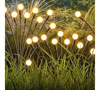 LAVAED Firefly Solar Lights Outdoor 10 LEDs Solar Powered Garden Lights IP65 Waterproof Pathway Lighting Starburst Swaying Firefly Lamps for Yard Patio Lawn Decoration(Warm White,2pack)