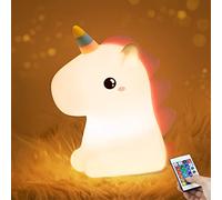LAVAED Unicorn Lights for Kids,RGB+W 16 Colour Changing Night Light with Remote Control 1200mAh USB Rechargeable Battery Cute Animal lamp for Toddles Bedroom Help Sleep Lights