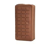 Lavalen® Women's Leather Wallet - Large Women's Purse with RFID Blocking - Large Capacity Card Holder - Handmade Leather Wallet - Elegant Gift for Women, Square Cognac