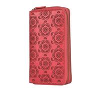 Lavalen® Women's Leather Wallet - Large Women's Purse with RFID Blocking - Large Capacity Card Holder - Handmade Leather Wallet - Elegant Gift for Women, Flower Red