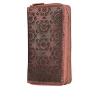 Lavalen® Women's Leather Wallet - Large Women's Purse with RFID Blocking - Large Capacity Card Holder - Handmade Leather Wallet - Elegant Gift for Women, Flower Brown