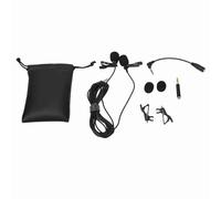 Lavalier Lapel Microphone Black Double Head Omnidirectional Clip Mic No Driver Required Plug Play for Recording Public Performance Schools Conferences APS Material