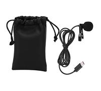 Lavalier Lapel Microphone Clip on Hands Free Wired Microphone for Type C Device Black