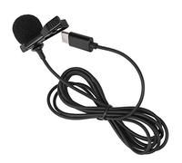 Lavalier Lapel Microphone, Clip on Microphone for Interview Recording, Type-C Device, 1.45m Length, Black
