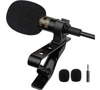 Lavalier Lapel Microphone Omnidirectional Mic with Easy Clip On System Perfect for Recording Interview
