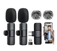Lavalier Microphone | Clip On Neck Microphone - Noise-Cancelling Portable High-Quality Sound Recorder for Video Recording Studio Content Creation Streaming Interviews Vlogging Podcasting