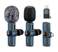Lavalier Microphone for iPhone iPad Android, 2 Pcs Mini Microphone Wireless Microphoes with Noise Reduction for Live Streaming, Video Recording, Outdoor or Indoor Interviews, Vlog