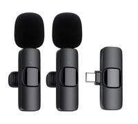 Lavalier Wireless Microphone for USB C Smartphone, 2.4GHz Wireless Microphone, Plug Play Lapel Microphone Wireless for Recording, Live Streaming, YouTube, TikTok, No Bluetooth or App, Microphone *2