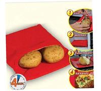 LAVALINK Red Washable Cooker Bag Baked Potato Microwave Cooking Potato Quick Fast (Cooks 4 Potatoes At Once)