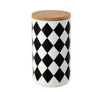 LAVAMI Ceramic Sugar Bowl with Lid,Flour and Sugar Airtight Food Storage Containers for Kitchen,Checkerd Canisters-Square-B (Color : Checkerboard, Size : C)