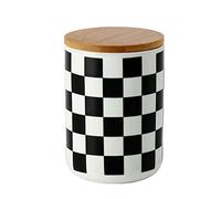 LAVAMI Ceramic Sugar Bowl with Lid,Flour and Sugar Airtight Food Storage Containers for Kitchen,Checkerd Canisters-Square-B (Color : Square, Size : B)