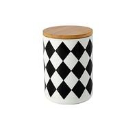 LAVAMI Ceramic Sugar Bowl with Lid,Flour and Sugar Airtight Food Storage Containers for Kitchen,Checkerd Canisters-Square-B (Color : Checkerboard, Size : B)