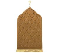 LAVAMOND Thick Muslim Prayer Rug for Ramadan Gifts Soft Islamic Prayer Rugs Portable Prayer Mat for Women Men,PM01-Light Brown
