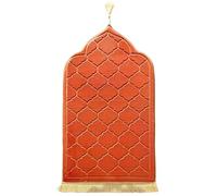 LAVAMOND Thick Muslim Prayer Rug for Ramadan Gifts Soft Islamic Prayer Rugs Portable Prayer Mat for Women Men,PM01-Orange