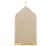 LAVAMOND Thick Muslim Prayer Rug for Ramadan Gifts Soft Islamic Prayer Rugs Portable Prayer Mat for Women Men,PM01-Beige