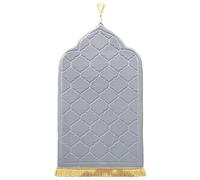 LAVAMOND Thick Muslim Prayer Rug for Ramadan Gifts Soft Islamic Prayer Rugs Portable Prayer Mat for Women Men,PM01-Light Gray