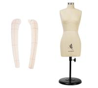 lavandeform 1/2 Tailor's Dummy Half Size, for Sewing Miniature, (This is not an Adult Size), Needles Can Be Pierced into the Dressmaker's Dummy (Beige Soft Arm)
