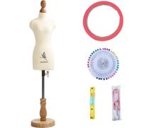 lavandeform Female Dress Form Mannequin(Not Full Size Body Height 12.8 inch for Sewing, 1/3 Size Female Tailor Dressmaker Dummy for Pattern Making Fully Pinnable Mannequin with Wooden Stand (1/3)