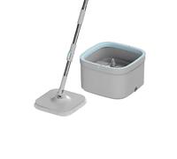 Lavandis 360° Spin Mop with Square Bucket Deluxe System Set and Reusable Microfiber Pads for Wet & Dry Glass, Wall, Tile and Home Floor Cleaning - Grey