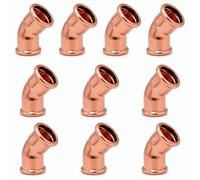 LavaPlumb 22mm Copper M Profile Press Fit 45 Degree Elbow 10 Pack | 45 Degree Elbow | WRAS Approved | Pipe Offset | No Solder | 16 Bar | BS EN 1057