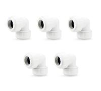 LavaPlumb 22mm Push Fit Elbow 5 Pack Plumbing Fittings Copper Pipe | White pushfit elbow, WRAS approved, 12 bar. Fits 22mm copper, PEX, PB and barrier plastic plumbing pipe. Tool-free, 5 pack