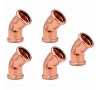 LavaPlumb 28mm Copper M Profile Press Fit 45 Degree Elbow 5 Pack | 45 Degree Elbow | WRAS Approved | Pipe Offset | No Solder | 16 Bar | BS EN 1057