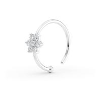 Lavari Jewelers 20 Gauge Flower Cluster Nose Rings for Women - 14K Gold Lab Diamond Nose Stud - Uni Stud Hypoallergenic Nose Hole Piercing Jewelry - Open Hoop - 20G Body Piercing for Men, White Gold