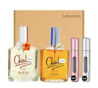 Lavarion Fragrance Gift Set for Her - Charlie Red & Charlie Blue 100ml Coupled With 2 Lavarion Refillable Fragrance Atomisers - Women’s Body Mist & Travel Spray Bundle