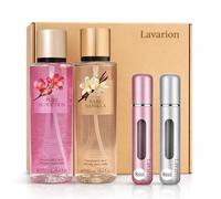 Lavarion Gift Set for Her - VS Bare Vanilla & VS Pure Seduction Body Mist with 8ml Refillable Travel Atomisers - Luxury Body Spray Set