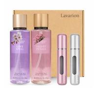 Lavarion Gift Set for Her - VS Love Spell & VS Velvet Petals Body Mist with 8ml Refillable Travel Atomisers - Luxury Body Spray Set