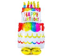 LavaRose Jumbo 100cm Tall Happy Birthday Balloons - Freestanding, Gold, No Helium, Perfect for Parties