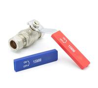 LavaTap 15mm Isolation Valve Full Bore, Lever Ball Valve Stop Tap | WRAS Approved Compression Water Shut Off, Blue and Red Handle Covers to Mark Hot and Cold, Suits Water and Heating Pipework