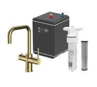 Lavatap 3 In 1 Boiling Water Tap D Neck Kitchen Mixer Tap Kit With Hot-Tank And Hot-Filter 2.4L 1.5Kw - Brushed Brass